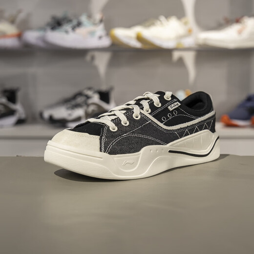 LI-Ning Casual Schuhe Herrenschuhe 2025 Sommer Neuer Modetrend Light Segel Canvas Schuhe modische Low Top AGCV065 Schwarz/Weiß AGCV065-1 42