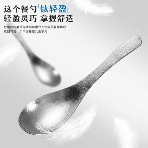 GEEGO pure titanium spoon household western food spoon eating spoon 99% titanium table spoon plus large spoon tableware 1 pure titanium table spoon