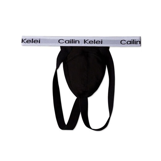 Banfishi men's sexy thong breathable back empty buttocks underwear cotton low-waist tight double-butt men's T-pants GAY 0 handsome white ck 2XL men's size 2XL