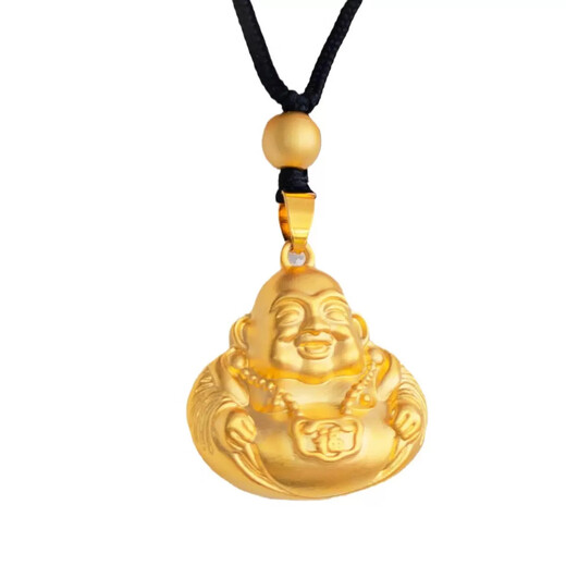 24k gold-plated ancient Buddha Maitreya Buddha with a big belly, new Chinese style hollow Laughing Buddha sweater chain with the word 