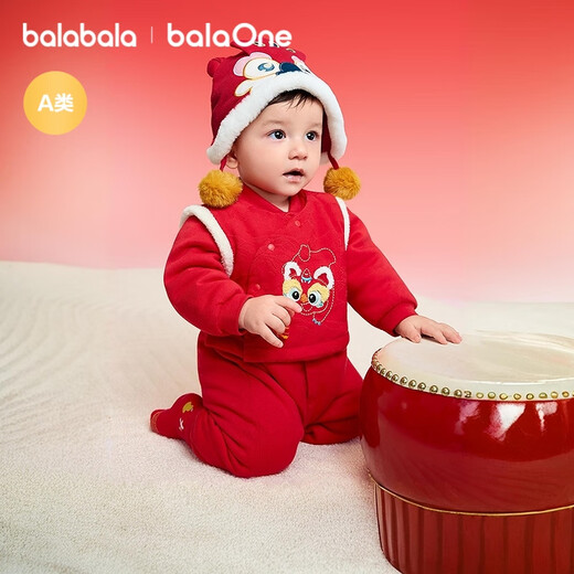 Balabala children's clothing baby jumpsuit baby New Year's clothing romper suit hayi 2025 new winter clothing bag fart clothing festive and cute