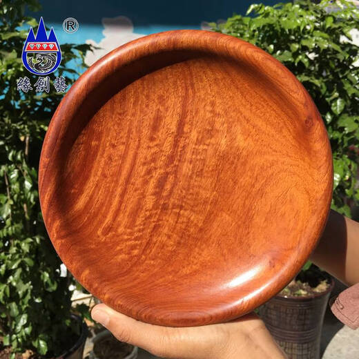 Yusenyi plato de fruta de papaya madera entera sala de estar almacenamiento de escritorio plato pequeño de madera maciza No. 9794 v textura de calidad de defecto plato de fruta encaje