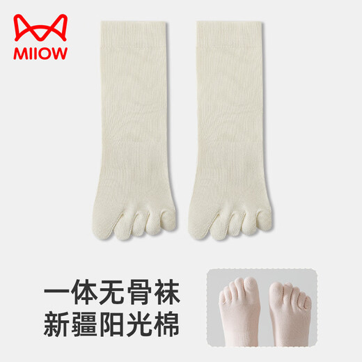 Catman (Miiow) Fünf-Finger-Socken für Frauen-Baumwollsocken für sommerliche dünne Mittelröhrensocken 2025 Neue Split-Toe-Sport-Anti-Odor- und Anti-Proof-3-Paar-Kombination kann ausgewählt und mit einer Meldung 3-Paare, einer Größe, Frauengröße (34-38) gelassen werden (34-38)