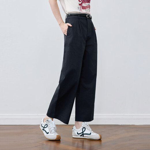 Shifanli casual pants dad pants bucket pants 2025 summer new loose and comfortable balloon pants cropped pants women navy blue M