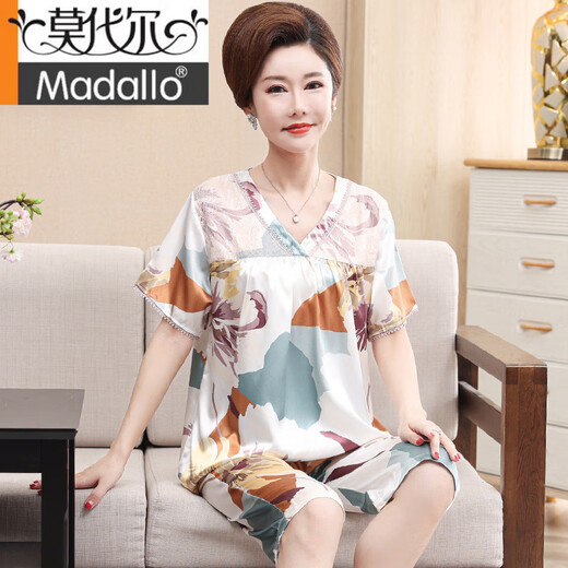 
Modal mother pajamas summer silk thin short-sleeved middle-aged and elderly women's silk home clothes large size fat MM set WH-838 L (it is recommended to wear 100 Jin [Jin equals 0.5 kg]-120 Jin [Jin equals 0.5 kg])