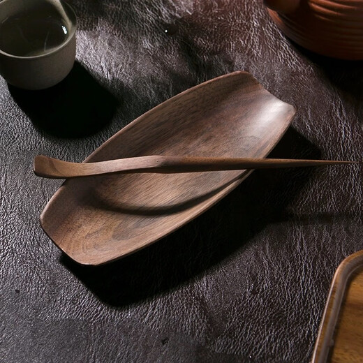 Wen Yijia black sandalwood high-end tea set two-piece set household tea pick tea spoon tea spoon tea accessories wake up tea lotus black sandalwood tea set