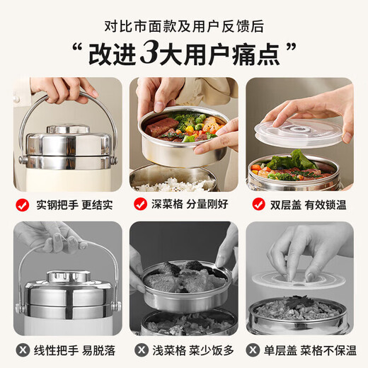 SUPOR Supor Yangma two-layer insulated lunch box 24-hour super long-lasting insulated bucket 316 stainless steel 316 panda style with insulated bag free meal 1