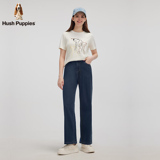 Hush Welpen [schläfrig und vielseitig] Xiabusi Frauenkleidung 2025 Sommer Casual Slack Wide Lego Jeans Indigo Denim 30