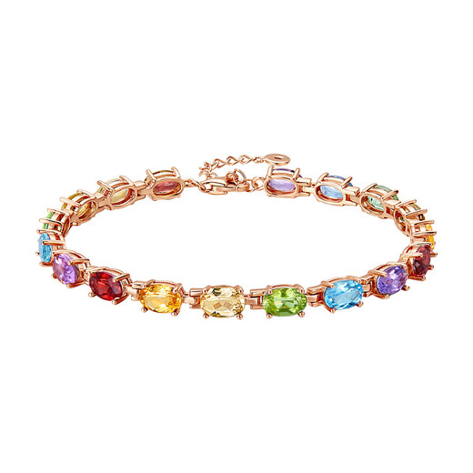 IL&CO Youke Light Luxury S925 Silver Natural Multi-Color Gemstone Bracelet Women's Bracelet Birthday Valentine's Day Gift for Girlfriend