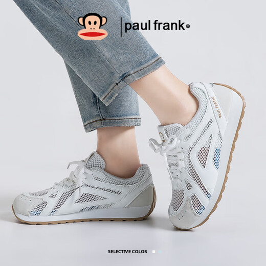 大嘴猴（paul frank）女鞋夏季阿甘鞋休闲鞋子女士透气薄款百搭网面运动鞋 653W米白39