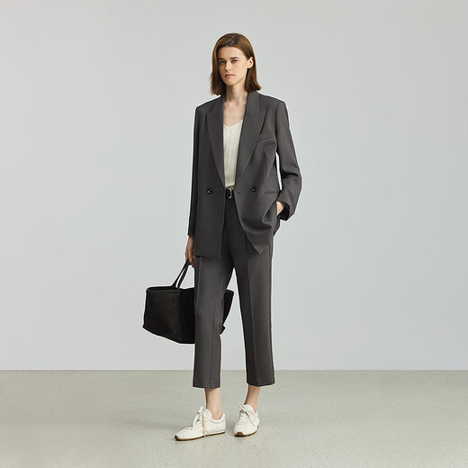 LILY2025 new autumn women's gray style, high-end, simple professional commuting casual suit jacket 509 dark gray L