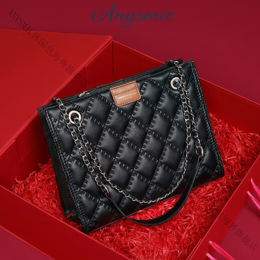 ANYSMIC Bag Women's Bag Luxury Brand Single-Shoulder Diagonal Span Bag Women's 2025 New Genuine Leather Small Flavored Chain Bag Women's Black