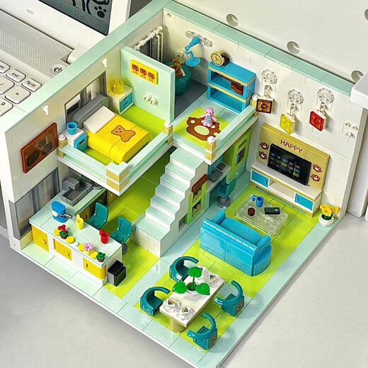 LE High-Tech Street View Building Bloum House Diy Villa Garden pour enfants Assemblée éducative Toys Small Wangwang Fashion Home [1048 Particules] + Acrylique
