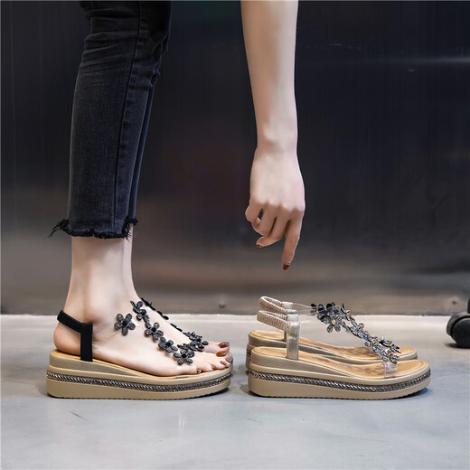 Belle-Tread Series Brand Broken Code Belle Ni Shan Sandales à semelles plates en cuir authentique pour l'été 2024 à talons moyens Golden Golden [Hauteur du talon 5,5 cm] 38