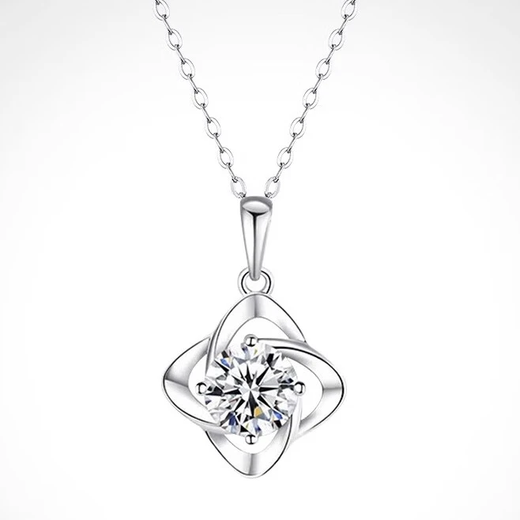 Daiyinfang sterling silver necklace women's 2025 high-end women's jewelry four-leaf clover silver pendant jewelry birthday gift for best friend four-leaf clover (yuanbao chain) + brand gift box