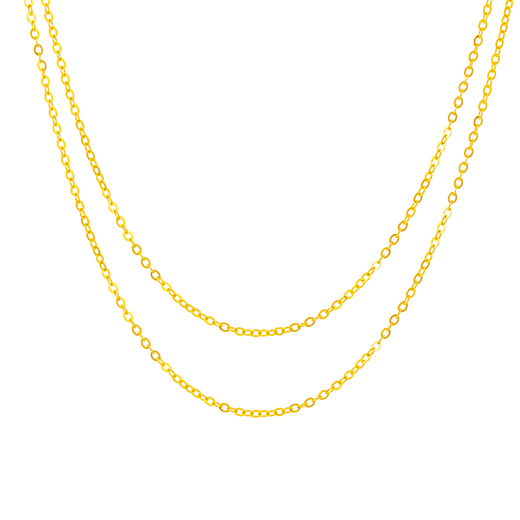 Mingzuan International Yellow 18K Gold 0-Necklace Women's Au750 Simple and Fashionable Interlocking Necklace Chain for Girlfriend's Birthday Gift