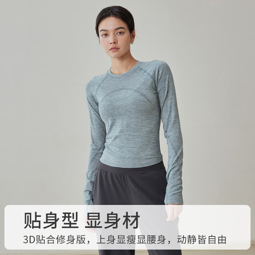 Gigt Jiji Yoga Wear Top Women's Slim Fit Running Sports T-Shirt Pilates Long Sleeve Fitness Clothing Belgian Blue L