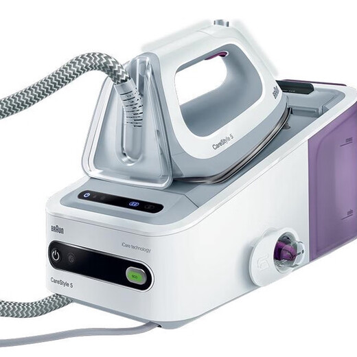 博朗（BRAUN） 德国进口 电熨斗大功率蒸汽智能增压熨烫机家用除皱不伤面料平烫挂烫自动断电大蒸汽量省电除垢 IS5155 白紫 标配