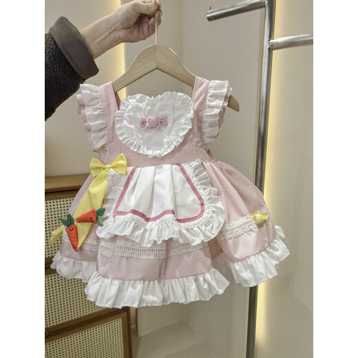 Bang Eve Pink Carrot Style Lolita Princess Dress Baby Bow Princess Style Puff Skirt Western Style Girls Dress Main Picture Style 90 Recommended Height 70-80cm