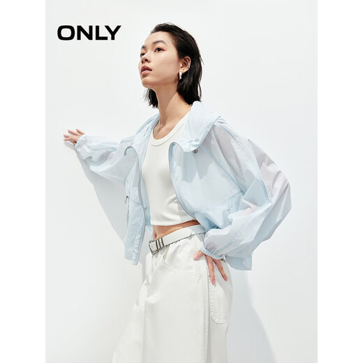 ONLY2025春季新款时尚工装感轻薄宽松长袖连帽外套女官方正品 A43奶油白色 XS 155_76A_