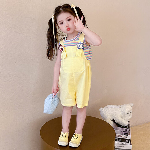 Tong Zhenai Children's Clothing Girls Courte courte Summer 2025 Nouveaux petits filles Sangle de t-shirt pour enfants Short Two-Piece Picture Color 120 (adapté à la hauteur 110-120cm)