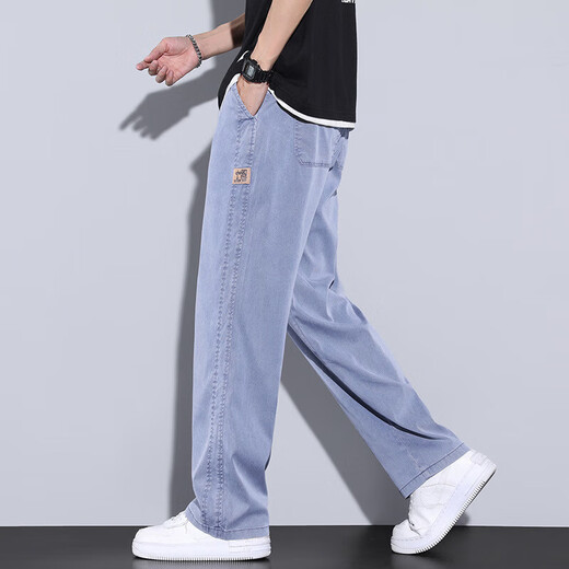 
GY goldlionGY goldlion summer new super soft jeans men's thin large straight loose wide-leg pants 1048 blue high-quality summer lysel thin M 100-115Jin[Jin equals 0.5 kg]