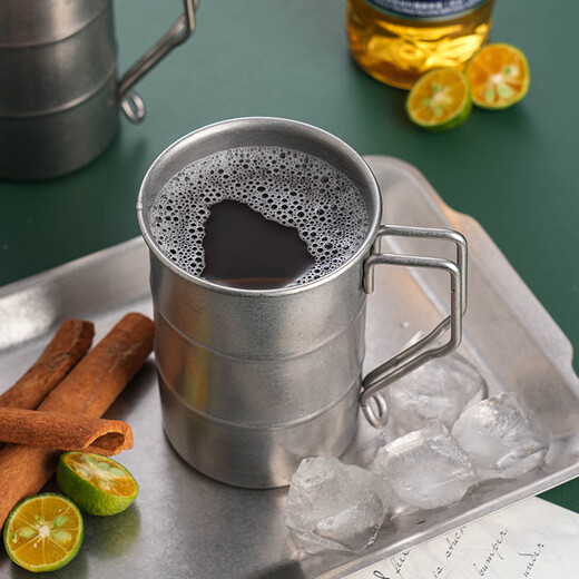 Quanshi 304 stainless steel retro beer mug direct drinking mug beverage juice cup cold water cup coffee tea cup 350ml