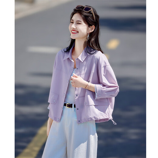 
Shangjing casual jacket for women in summer new women's commuting versatile lapel fashionable light and comfortable sun protection short jacket for women
