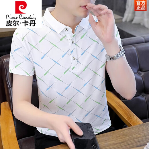 皮尔卡丹（pierre cardin）休闲百搭翻领POLO衫潮流字母印花男士短袖T恤2025夏季新款上衣服 F9226卡其  M (约90-105斤可穿)