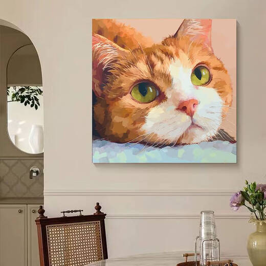 语森忆可爱猫咪diy填充儿童涂色2024新款小尺寸手绘油彩装饰画 hy12804 20*20cm加厚实木内框