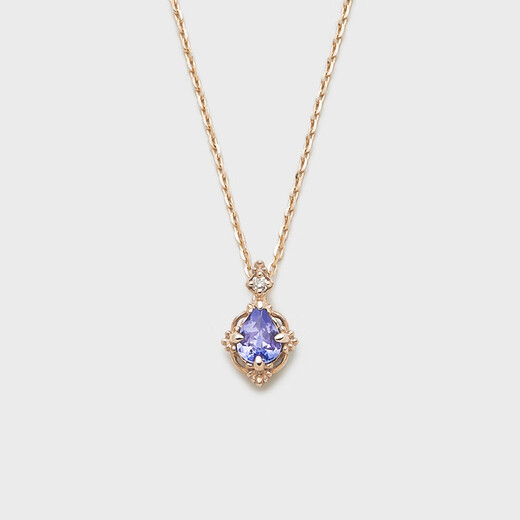 Fat Donglai quality tanzanite necklace nojess22 winter same style niche rhombus silver gold-plated zircon Japanese set necklace