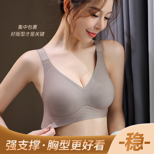莫代尔内衣女小胸聚拢显大2025新款无痕收副乳防下垂提拉文胸罩 粉肤色1咖啡色1 L 【适合105-120斤】