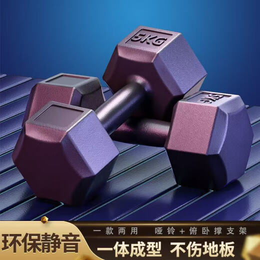 哑铃男士健身家用宿舍力量器材青少年女士壶铃杠铃六角10/5kg一对 6公斤1对 （3kgX2只）