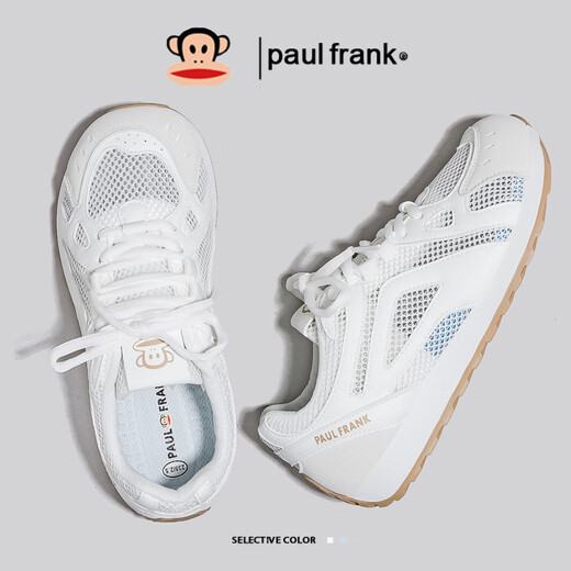 大嘴猴（paul frank）女鞋夏季阿甘鞋休闲鞋子女士透气薄款百搭网面运动鞋 653W米白39