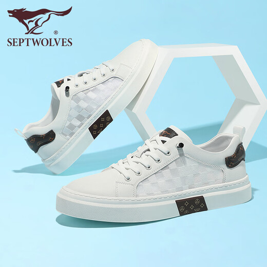 Seven Wolf Men's Shoes Summer Casual Board Shoes Мужские дышащие белые туфли для шнурки без скольжения классические ботинки Soft Sole Sole White 9855 38