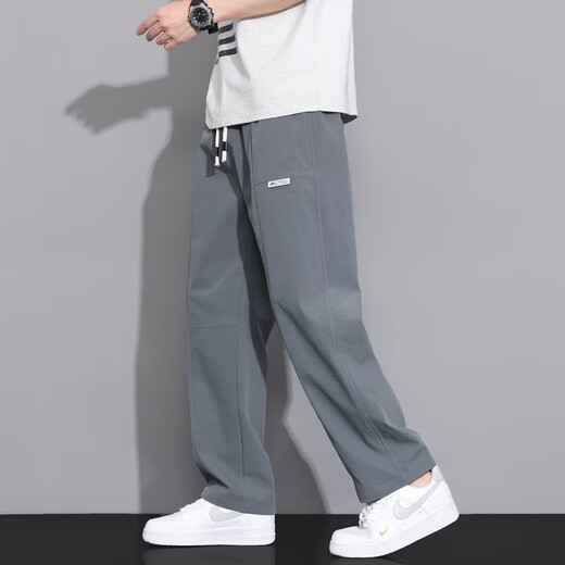 Mit reinen Yishion Ice Seidenhose 2025 Sommerdünne Marke Lose Sporthosen für Jungen, die schnell trocknen, dürftige lässige Hose 6630 Khaki + 6630 Black M 90-110Jin [Jin gleich 0,5 kg]