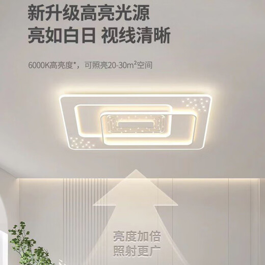 
Zhongshan lamps new whole house strictly selected combination package ceiling light modern simple atmospheric smart LED living room light [Package 6] three bedrooms and two living rooms - fan light 9195 three-color light change (wall switch control