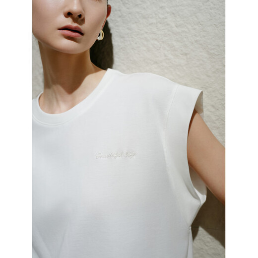 Ainos essi [mismo estilo en el centro comercial] 2025 Summer Nuevo producto Simple versátil y moderno Camiseta sin mangas sin mangas para mujeres 40516155 White M