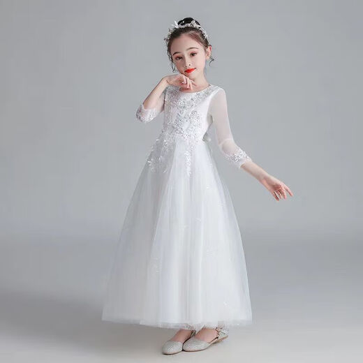 童槐儿童走秀礼服高端主持人公主裙花童婚礼小女孩洋气女童生日蓬蓬纱 826香槟色带皇冠关注优先发货 110