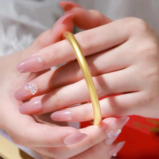 Gold-coated silver bracelet new golden bracelet 9999 gold-coated silver ancient method inheritance solid plain ring bracelet 4mm plain ring bracelet + two generations of joy bracelet contact
