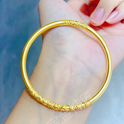 Gold Curly Grass Pattern Ancient Method Inherited Ring Bracelet for Women 999 Gold Clad Silver Fashion Wedding Gift for Girlfriend 5MM Curly Grass Pattern Bracelet 64 Circles