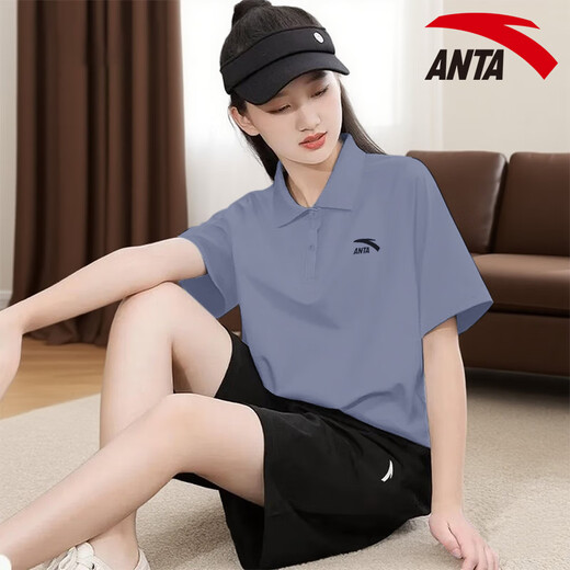 
Anta sports suit for women summer polo shirt for women short-sleeved T-shirt for women shorts for women quick-drying ice silk loose breathable casual suit pure white/black L