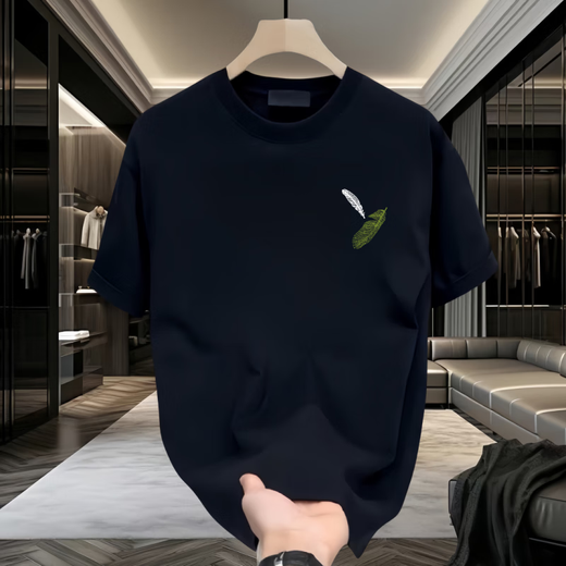 森马（Semir）男士短袖t恤夏季薄款潮牌宽松休闲印花半袖衣服男款重磅纯棉体恤 白色【前左侧小图K1098_两片小羽 S _建议90-100斤