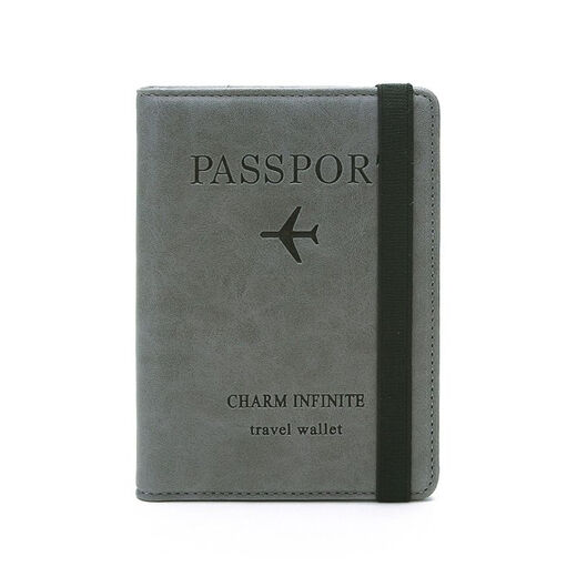 
New RFID anti-theft passport bag skin feeling passport protection case air ticket certificate bag multifunctional travel passport clip grey