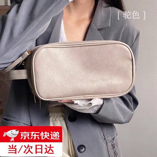 橙央超火化妆包女大容量便携旅行2024新款高级感化妆刷洗漱品收纳袋 驼色