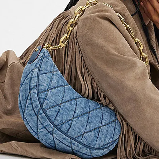 CoaCH (COACH) women's bag, classic versatile leather underarm bag, crossbody crescent shoulder handbag, gift for girlfriend, holiday gift, indigo CR679-B4IN 27*6.5*16cm