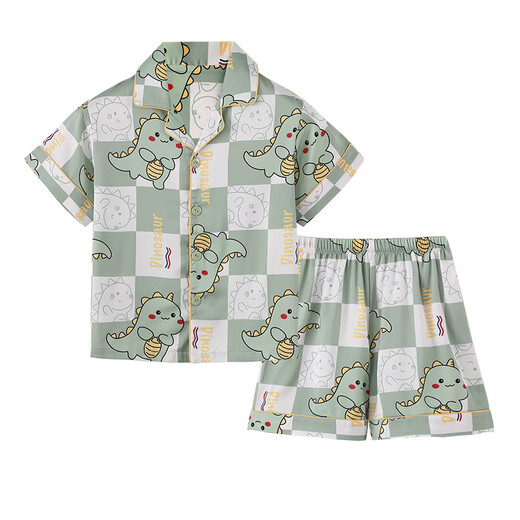 Yalu Kinderpyjamas Sommer kurzärmelig Ice Silk Boy Dinosaurier mittelgroß
