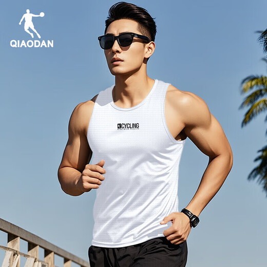 Jordan Sports Vest Men's 2025 Summer New Mesh Breathable Quick-Drying Cycling Sleeveless Top Men's Running Fitness T-Shirt Jordan White M/170