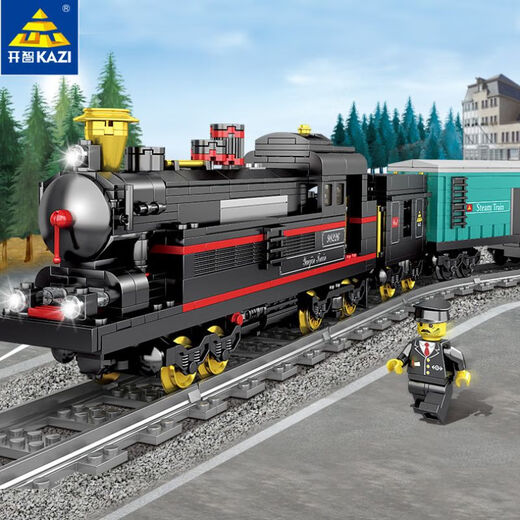 KAIZHI KAZI ELECTRISCHE BRAUS GLAY TOY TOPIE PUBRECZE BUCH BLUG BRAG-In Modell 98223 80014 Bigboy Steam Train 1186 Partikel