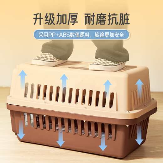 TYZAYR日本宠物航空箱猫咪托运箱狗狗外出便携车载猫笼子中小型犬国 新款【巧克力棕】宽提手【送隔尿板+碗】 1号外出便携 抗磨耐压